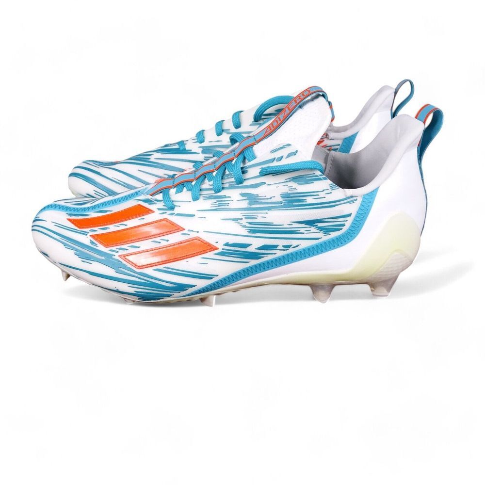 Adidas Adizero Miami Dolphins Football Cleats Mens Size 12‎ Teal Orange HR1589
